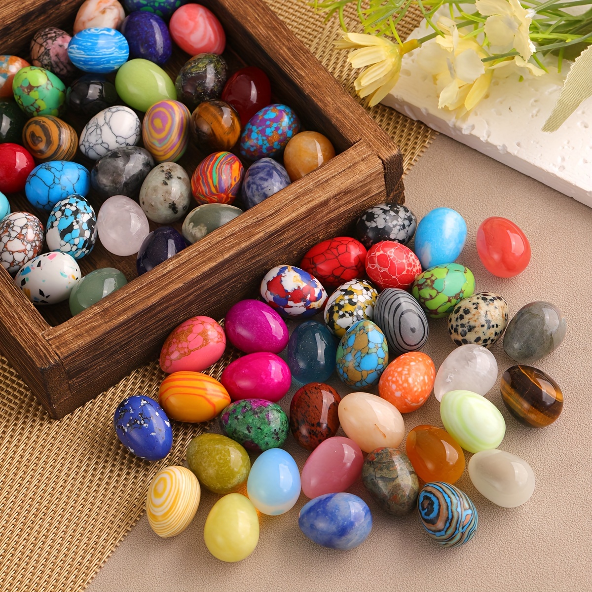 

30 Pcs, Natural Egg Shaped Crystal Stones, Egg Shaped Crafts, Egg Shaped Crystal Stones, Perfect Easter Decoration (random)