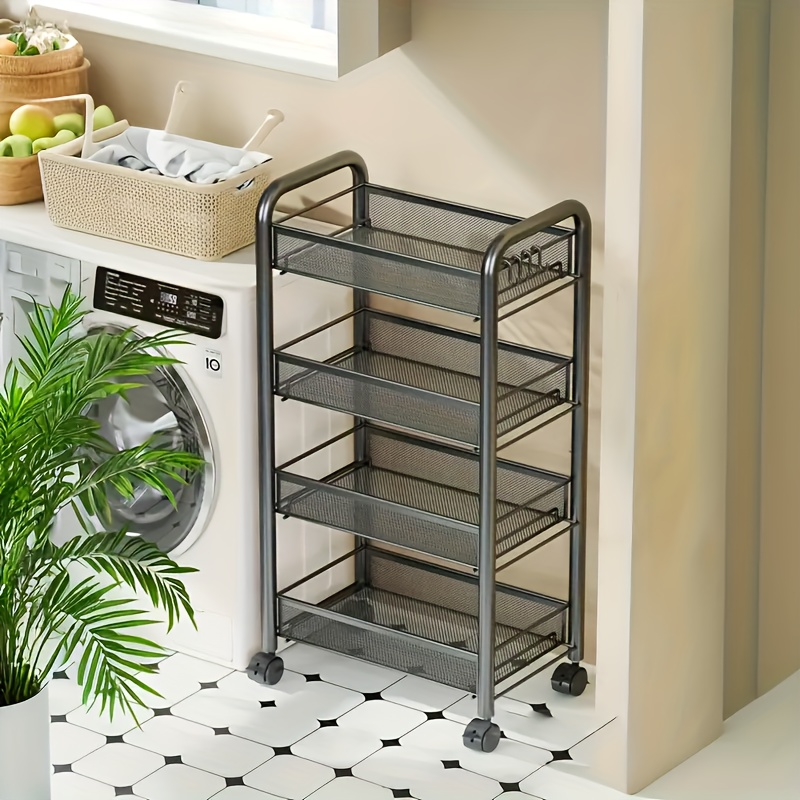   tier multifunctional metal kitchen storage rack with wheels heavy duty black storage rack suitable for garage and kitchen large capacity easy to assemble kitchen storage rack and cabinet practical rack ideal for kitchen and pantry