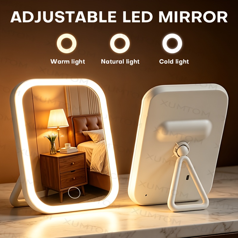 LED Makeup Mirror with 3-Color Smart Adjustable Brightness