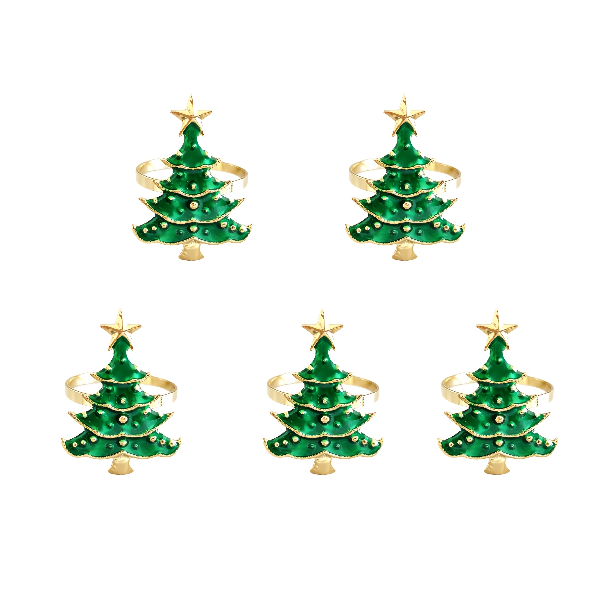 TEMU 5 pezzi Anelli Portatovagliolo a Forma di Natale, Elegante Decorazione , Ornamenti per Albero di Natale, Decorazioni Natalizie per Tavolo Cucina