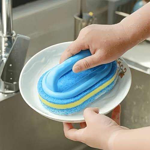 2 colors shower scrubber ergonomic handheld sponge scrubber design multifunctional manual cleaning brush for bathtubs kitchen bathroom etc ideal for cleaning tiles pots and stains bathroom additions