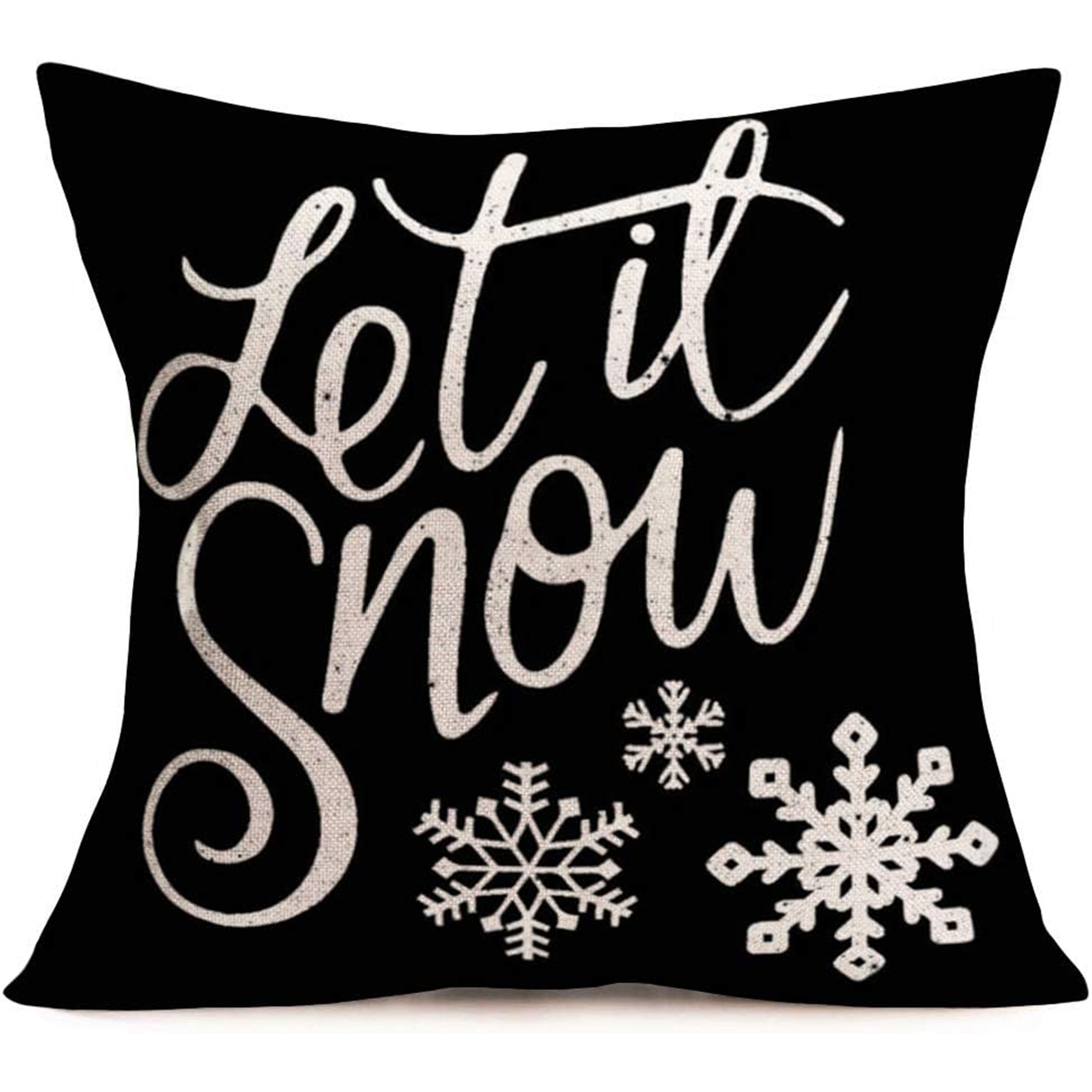 

Contemporary Linen Throw Pillow Cover 1pc - Let It Christmas Snowflake Design With Zipper, Machine Washable Pillowcase For Sofa And Various Room Types, Single Sided Print (pillow Not Included)