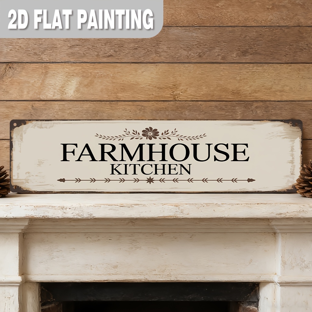 TEMU 2d Flat, 1pc, Home Decorative Sign & Plaques, Farmhouse Kitchen Metal Sign, Rustic Farmhouse Plaque, Street Signs, Garden Road Signs, Vintage