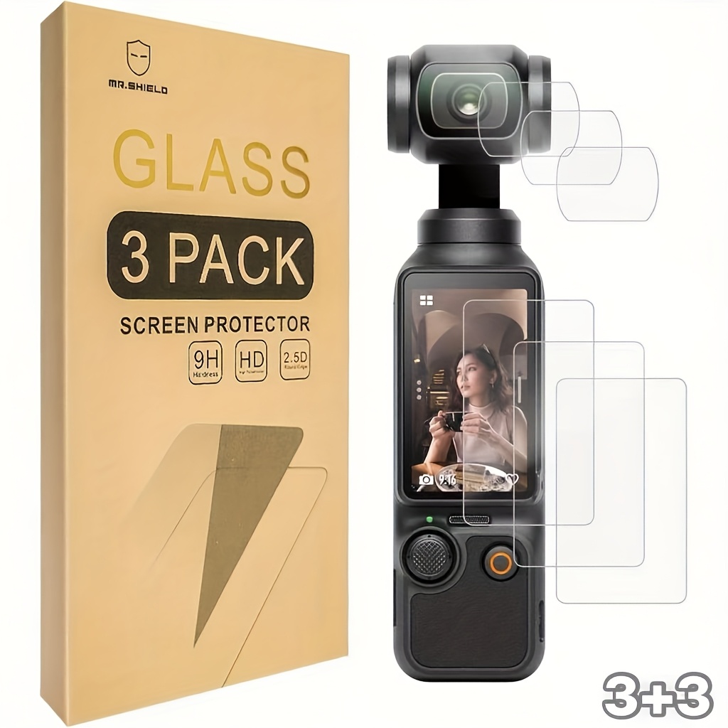 E-shop 6 Stück/4 Stück Gehärtetes Glas Bildschirmschutz für DJI Pocket 3, 3 OP3 - 9H Härtegrad, Touch-Fähig mit Vollabdeckung und Montagewerkzeug