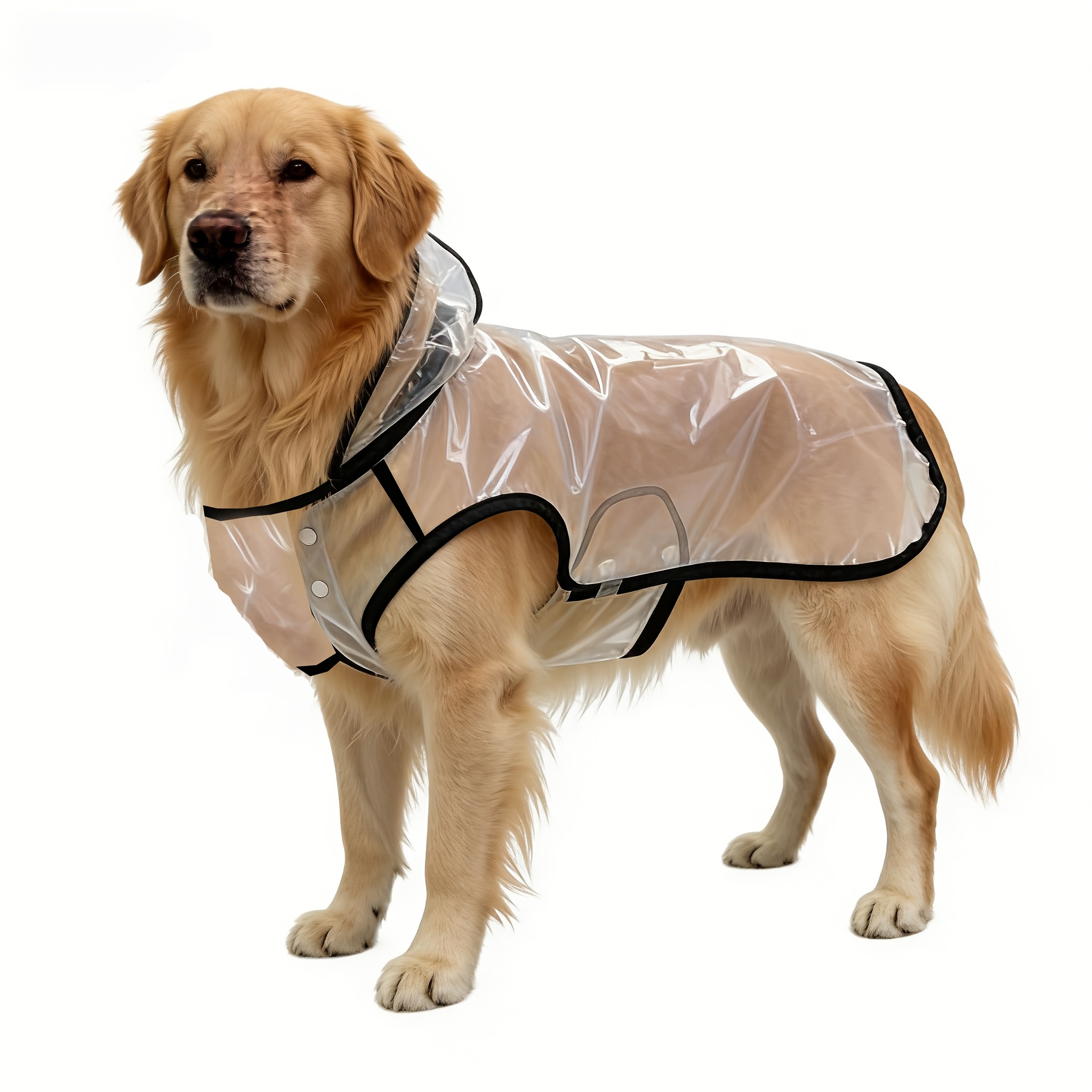 Large And Extra Large Dog Transparent Raincoats - Fashionable Use, Adjustable Snap Buttons, Quick Closure, Easy To Put On - Golden Retriever, Labrador, Husky, German Shepherd, Rottweiler, And More