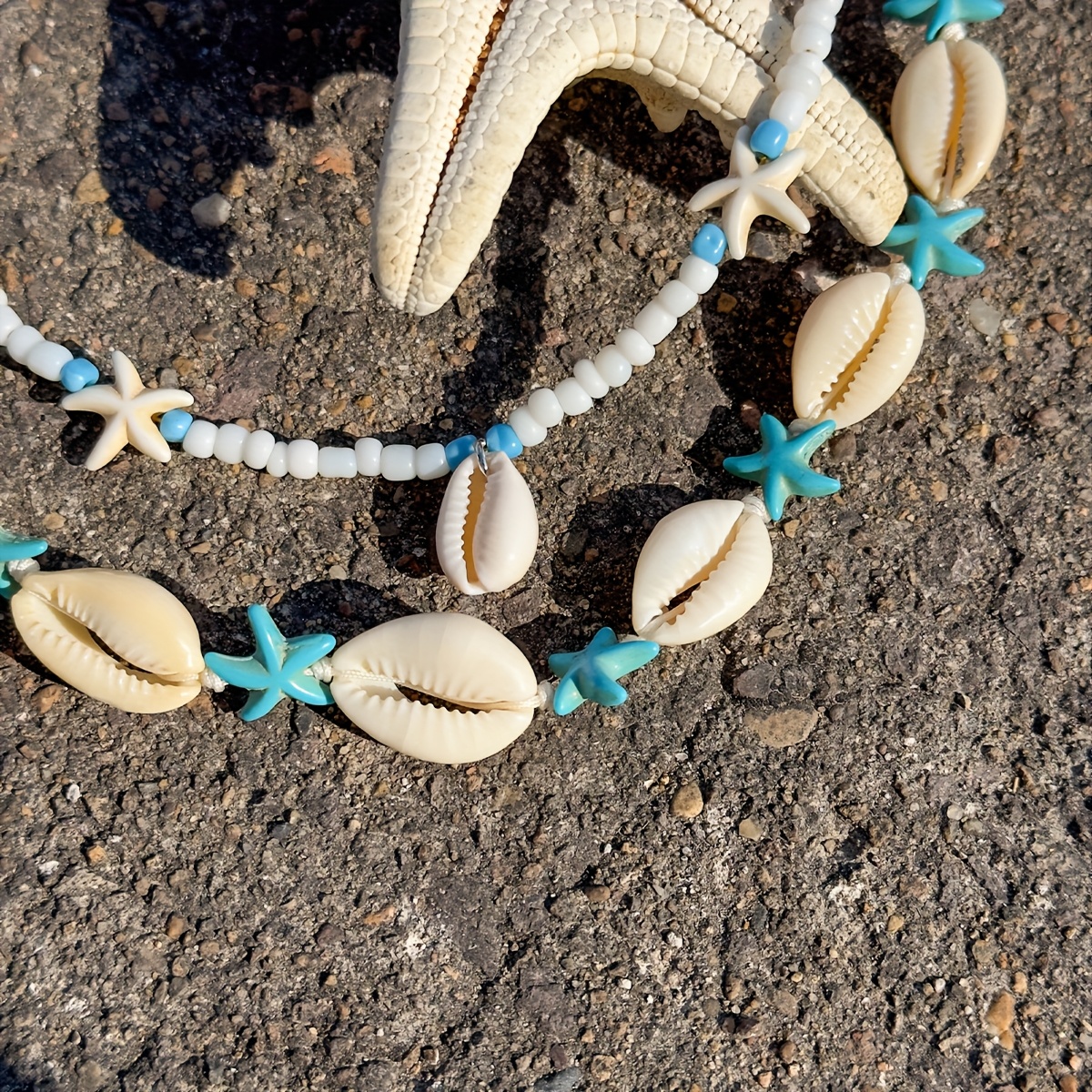 Bohemian Ocean Style Double Strand Necklace Set