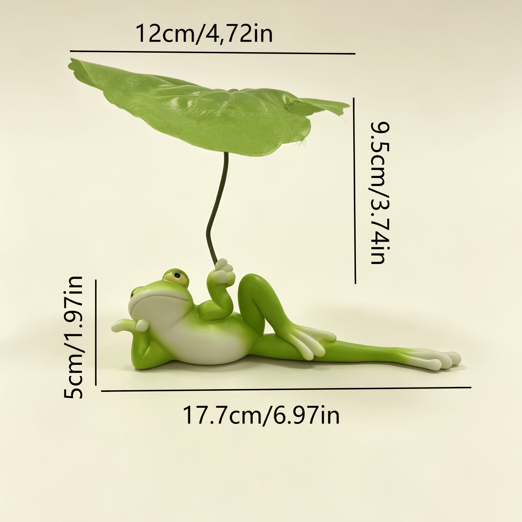 TEMU 1pc Collectible Figurines Lying Flat Lotus Frog Resin Ornament, Relaxing Style, Glossy Realistic Texture, Indoor Desktop Bookshelf Decor,