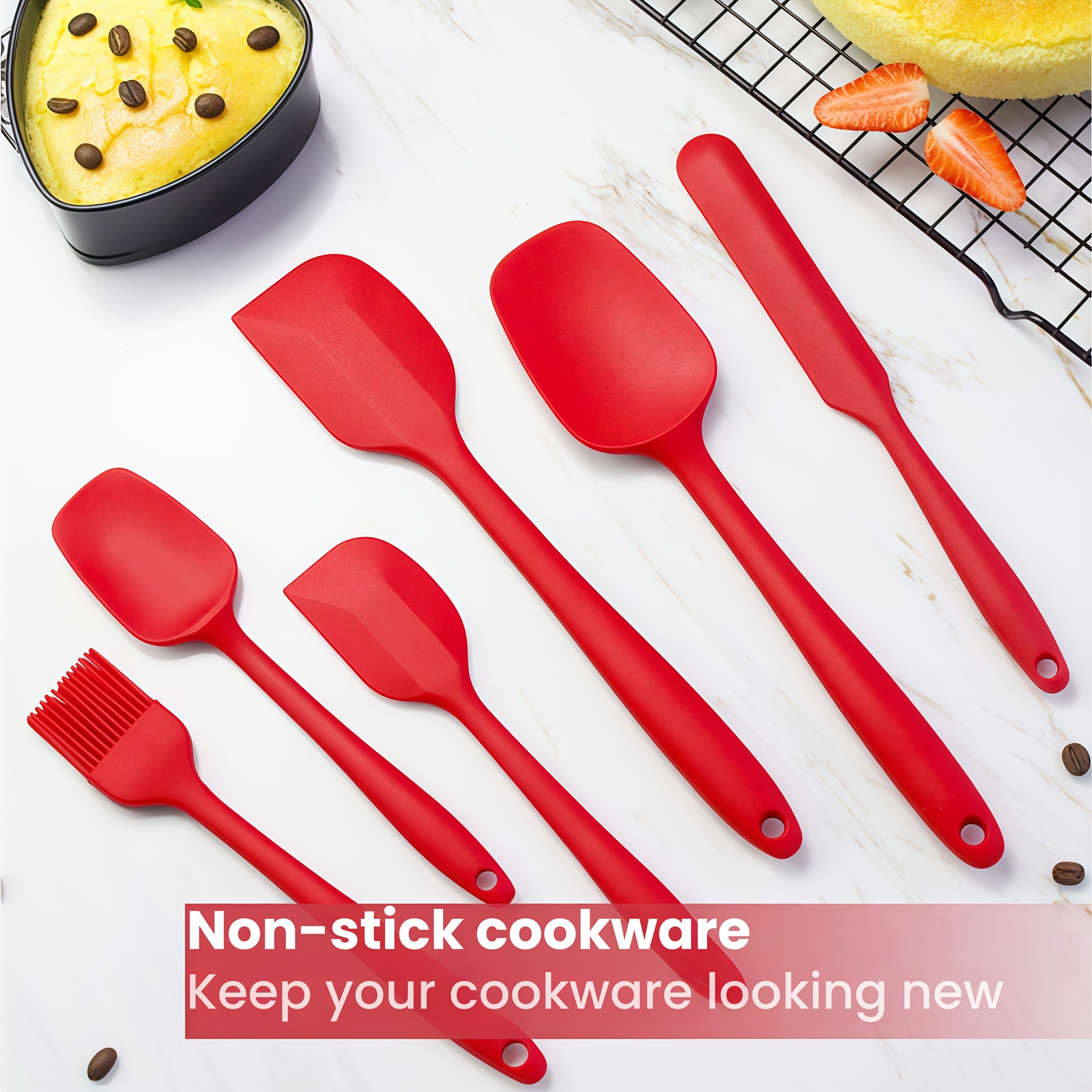 6pcs food grade silicone baking tool set high temperature resistant spatula and brush combination easy to clean multifunctional kitchenware suitable for cake decoration cooking barbecue ideal gift for halloween and christmas