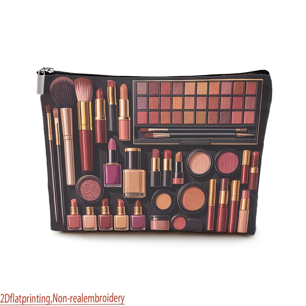 TEMU 1pc Makeup Bag, Medium Size 15cm X 22cm Pattern Print Makeup Bag, Travel Organizer Toiletry Bag, Suitable For Fashionable Travel/holiday