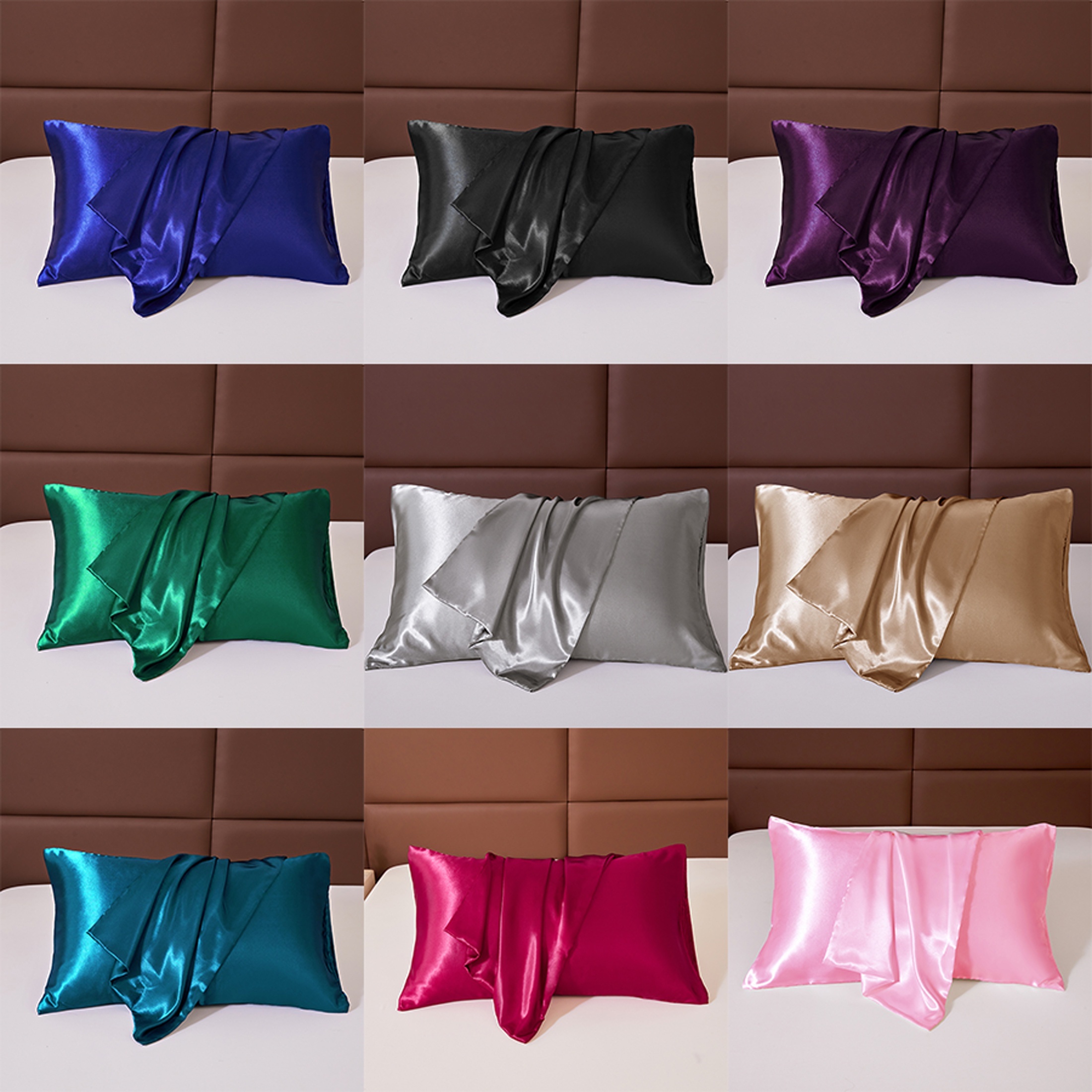 

2pcs Luxury Satin Solid Color Pillowcase (no Pillow Core), Soft And Comfortable All Season Pillowcase, Suitable For Bedroom Sofa Home Decoration, Machine Washable