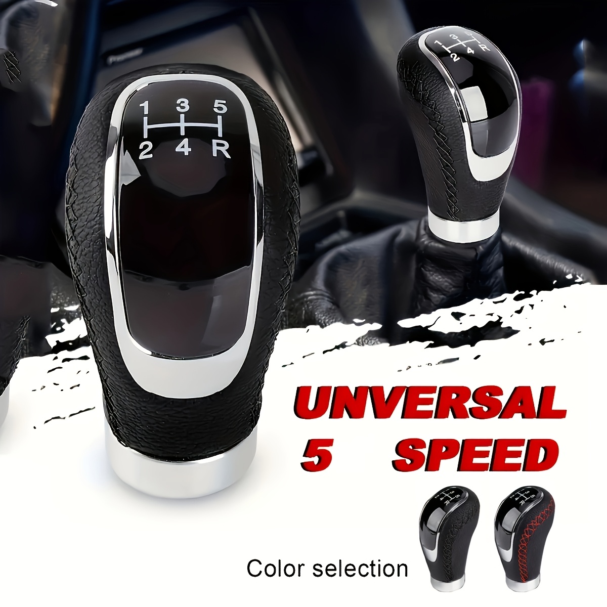 Gear Shifter Knobs Leather 5 Speed Shifting Lever Handle Stick Shift Knob Replac
