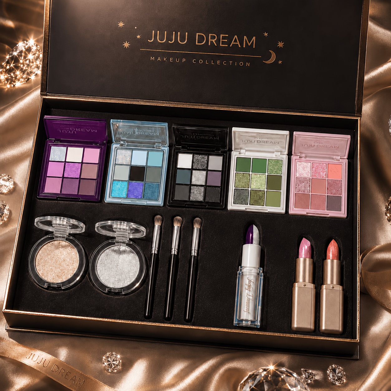 Image of Women's 13pcs Makeup Set, Makeup Kit With Eyeshadow Palette, Lipstick, Lip Gloss, Highlighter, And Makeup Brushes, Full Face Cosmetic Collection Gift Set