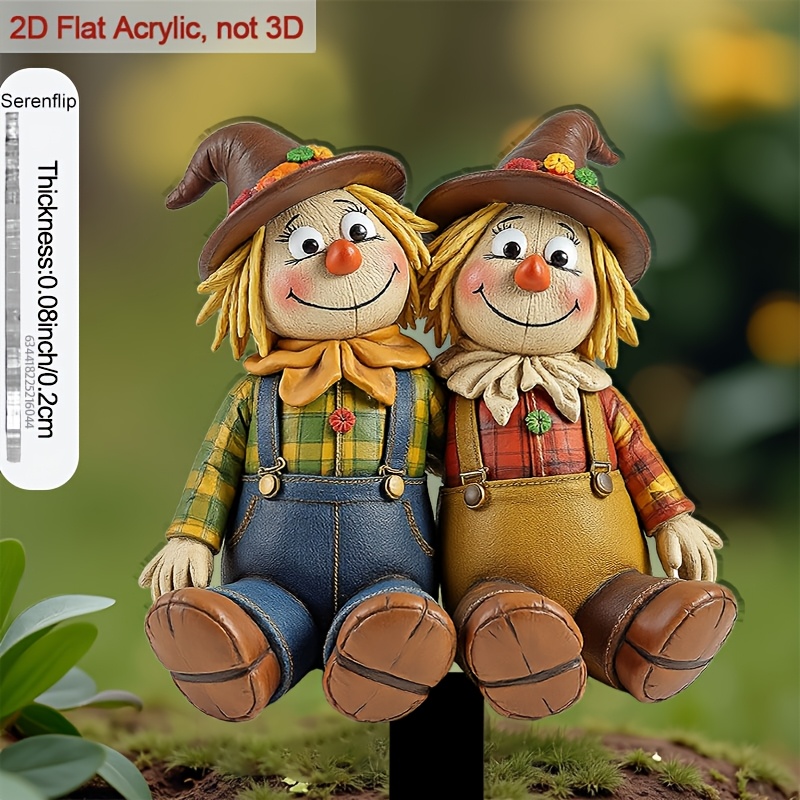 TEMU 2d Flat - 【2d Flat】 2d Flat - [2d Flat] 2d Flat Design, 1pc -themed Decorative Item - Farmhouse Retro Planter Ornament With Doll, Sharp Base