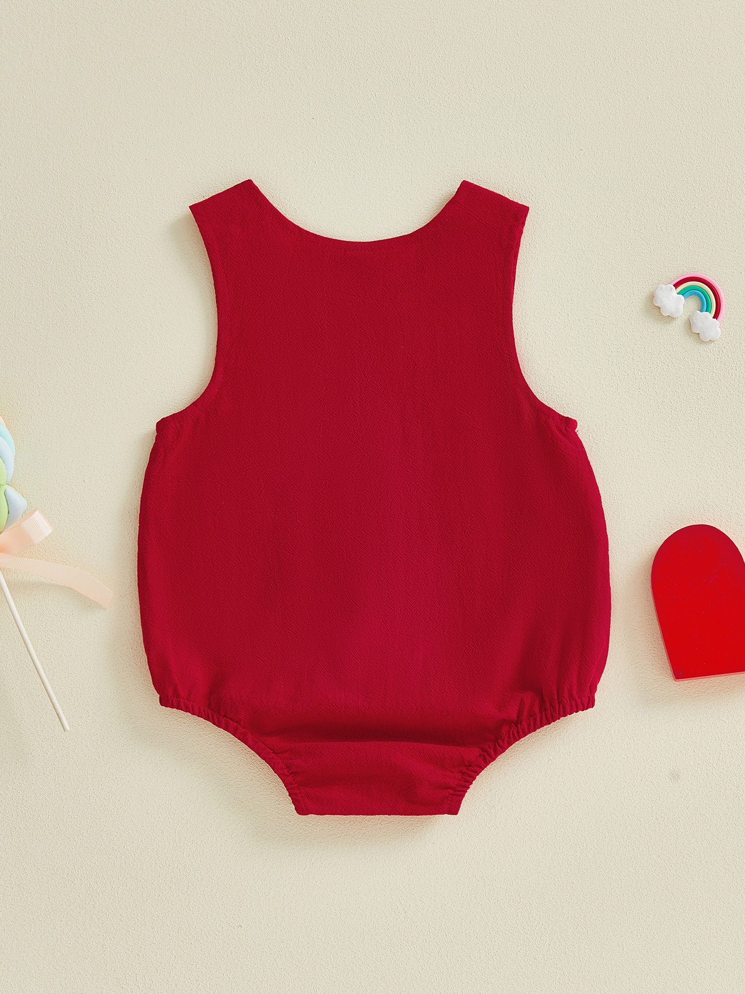 Valentine's Day Sleeveless Crew Neck Heart Print Romper