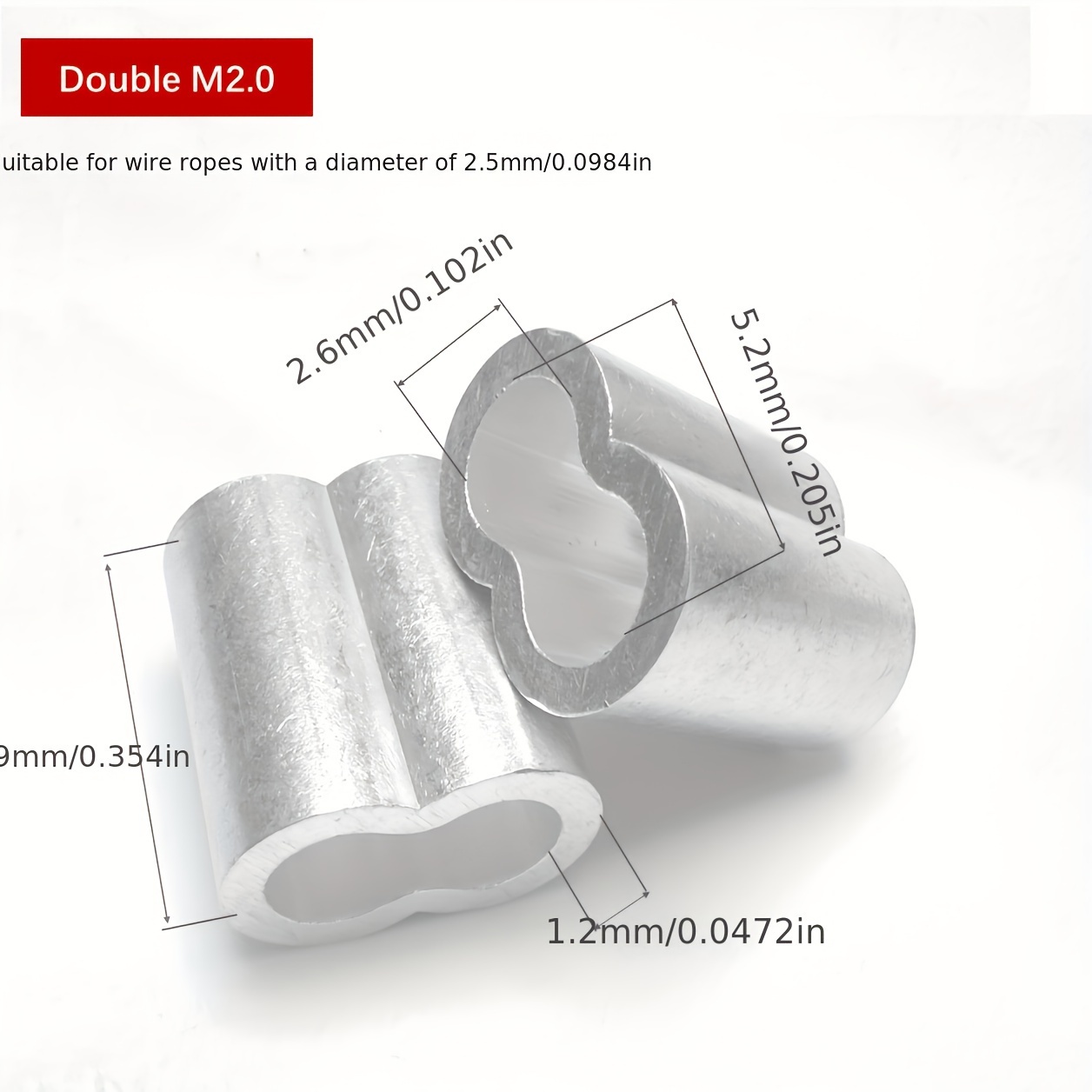Image of 100pcs Aluminum Crimp Sleeves - Durable Wire Rope Clamps & Fishing Connectors, Double Design For Tubing