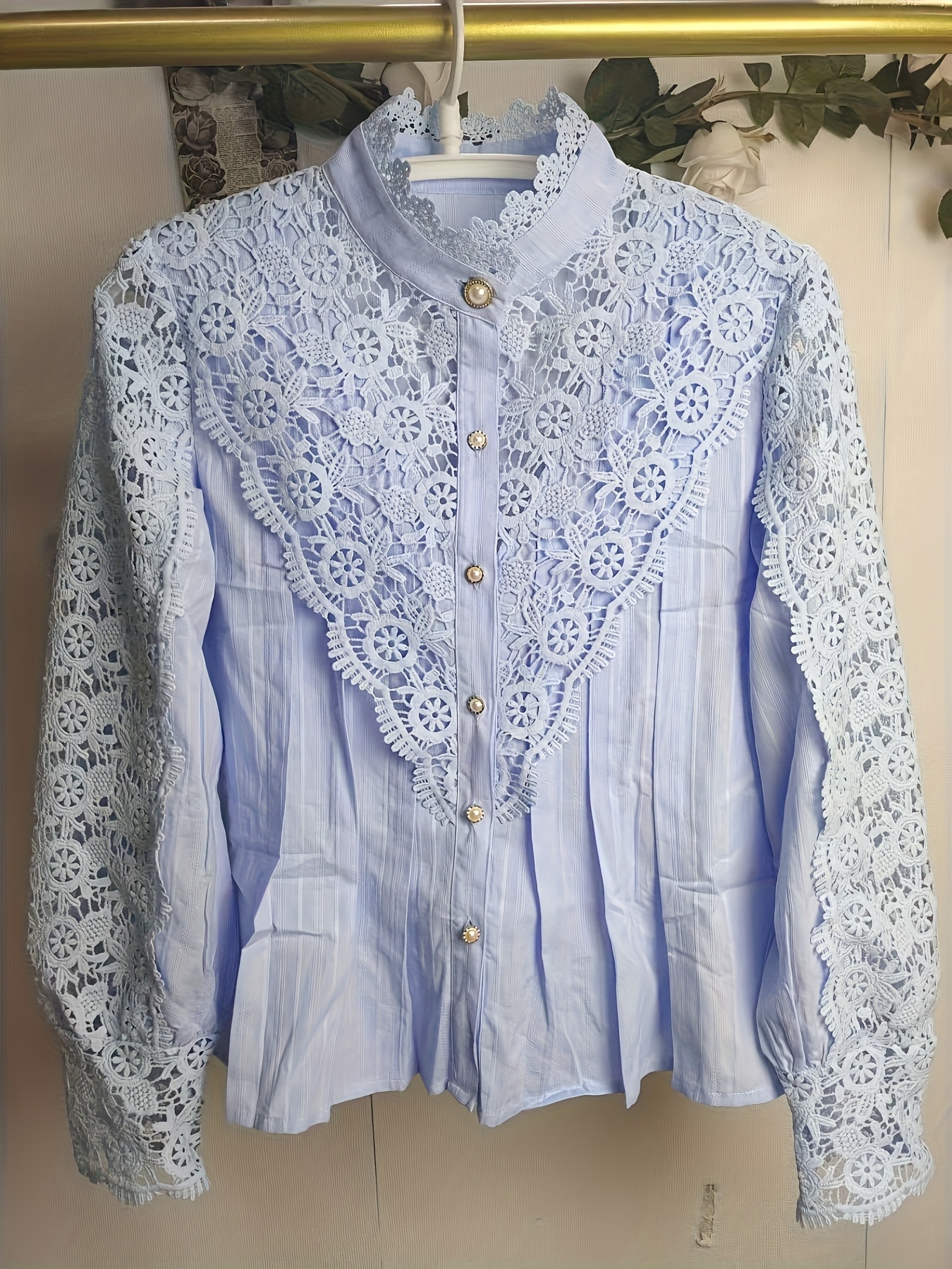 blusa encaje vintage mujer botones perlas acampanadas Temu Spain