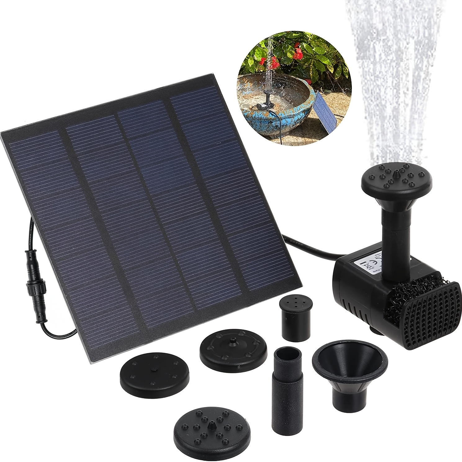 Temu – TEMU Solar-powered Fountain, Decorative Water Feature, Solar Pump For Fountains, Suitable For Courtyard Decor, Aquariums, , Gardens, And Bird Baths