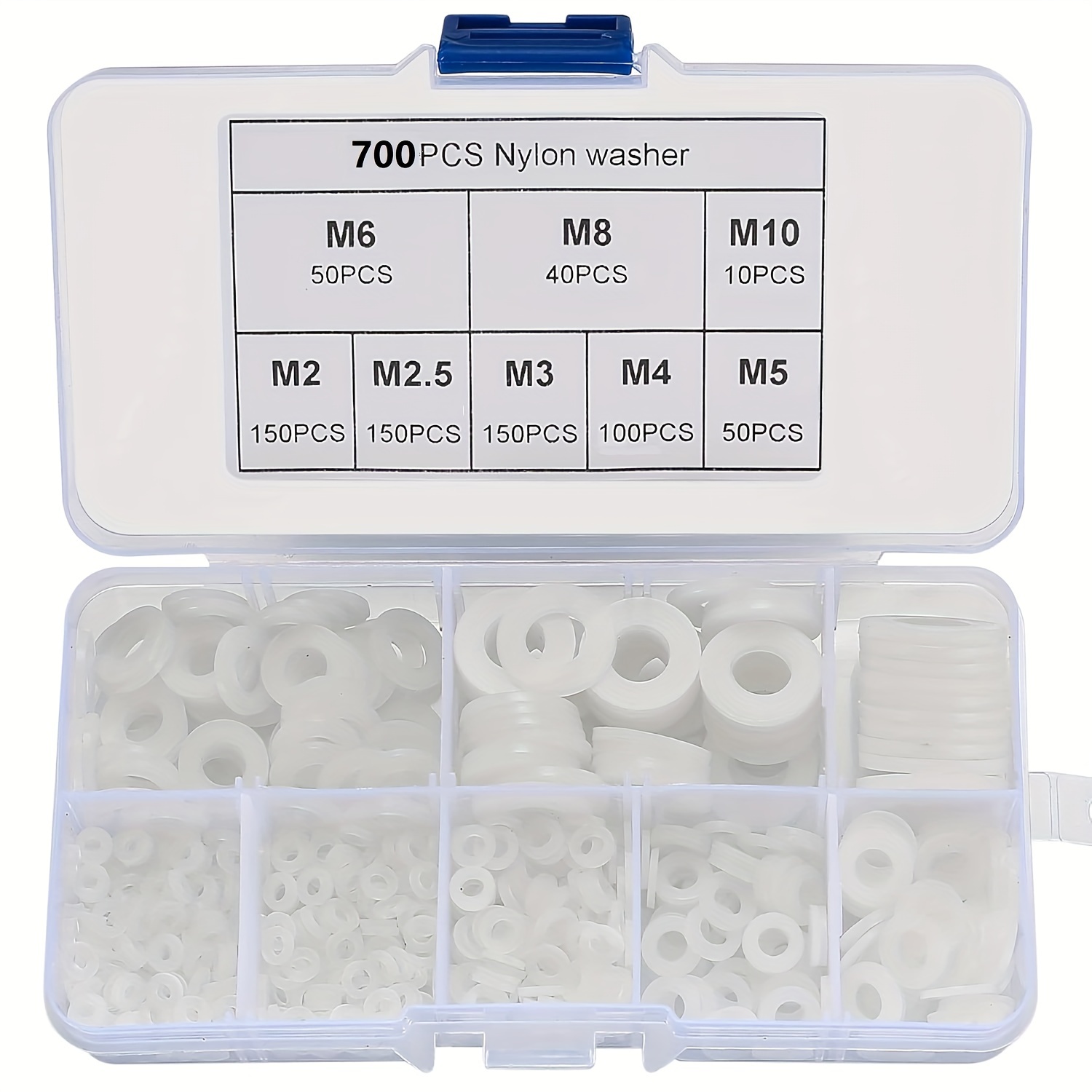 

700/1200pcs Nylon Flat Washer Kit, Assorted Sizes (m2-m12), Non-magnetic Insulation, For Electrical Connections On Household & Commercial Appliances, Industrial & Scientific Fasteners