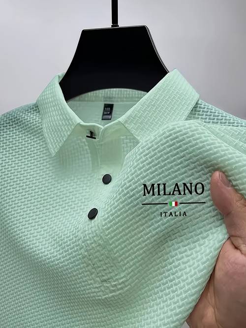 item picture summer new mens jacquard letter printed comfortable short sleeve top elastic breathable t shirt for and outdoor activities collar golf shirt