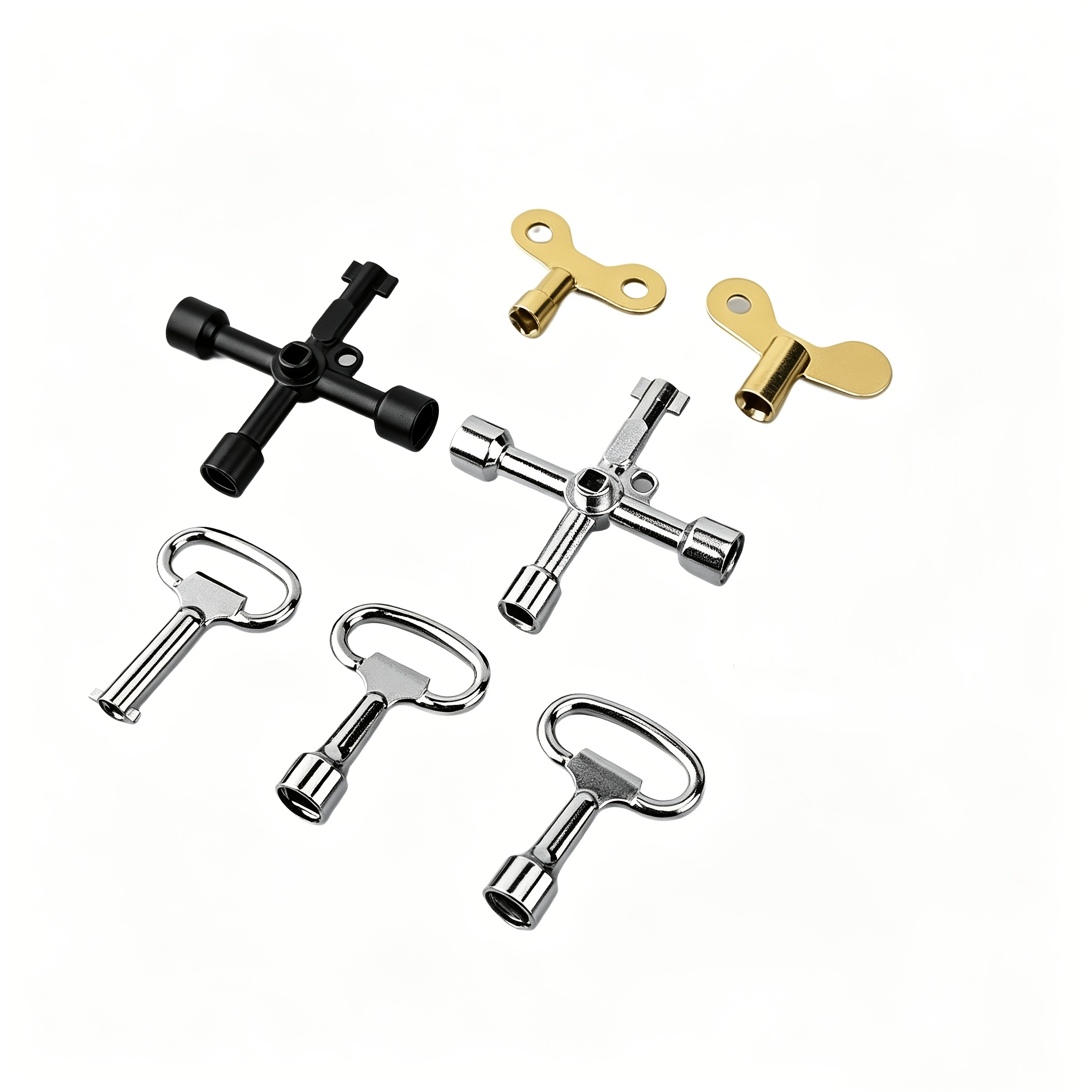 TEMU Jeu de 7 clés de robinet, réparation de robinet, pack de clés de robinet universelles, avec clé triangulaire, clé à goupille et douille à clé