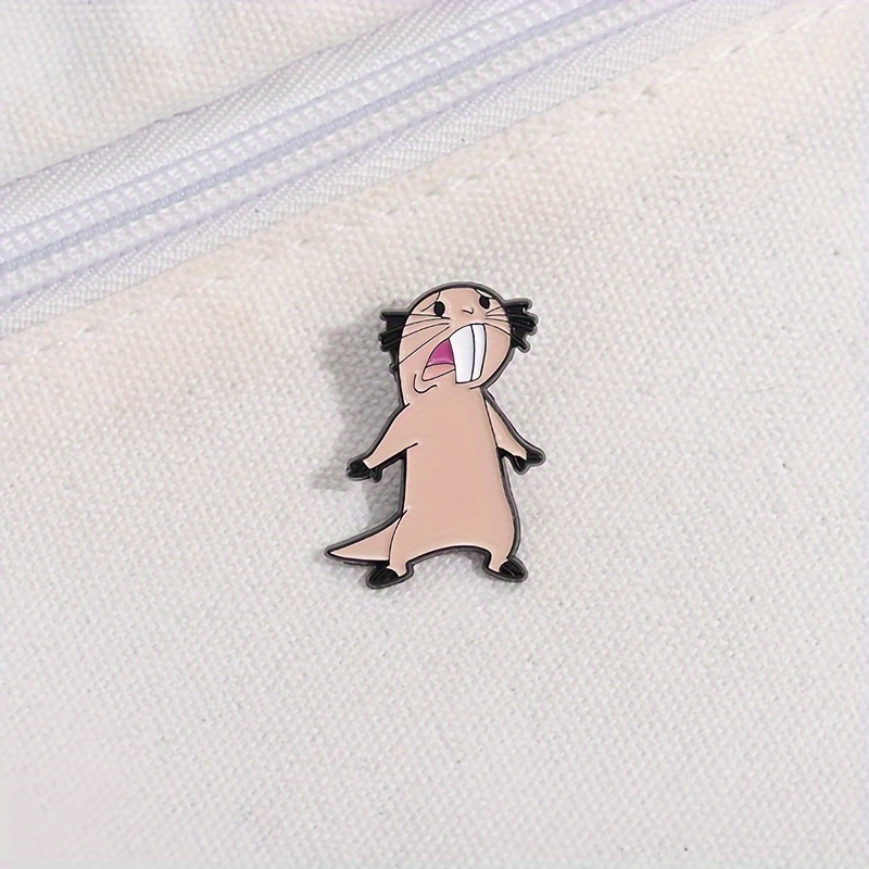 

Enamel Animal Brooch With Large Incisors, Metal Lapel Pin For Backpacks, Coats, And Caps - Decorative Jewelry Gift , Badge, Cap