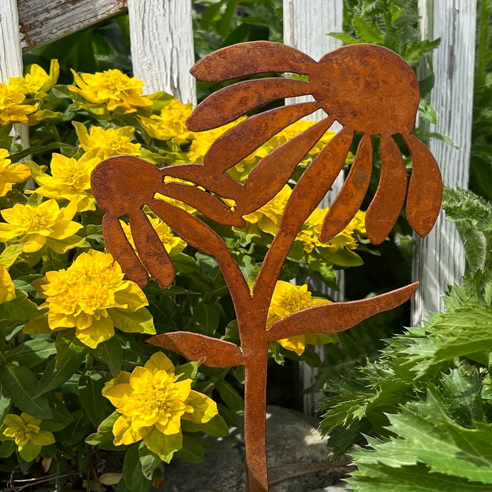 

Rustic Metal Coneflower Garden Stake - Perfect For Outdoor Decor, Birthday, Father's Day & Thanksgiving Gifts By Yohwor