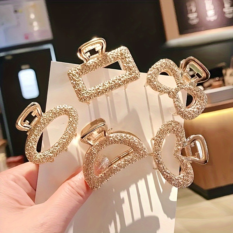 

5pcs Elegant Hollow Out Hair Claw Clips Retro Non Slip Hair Grab Clips For Women And Daily Use Wear