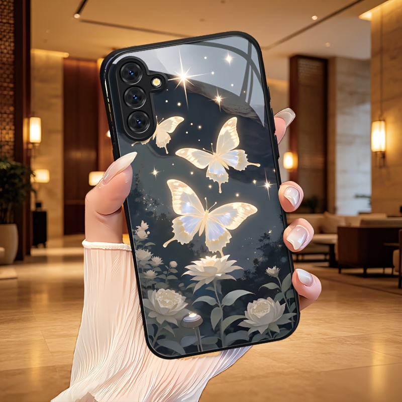 artikel foto telefoonhoesje - dit hoesje is geschikt voor samsung galaxy a15/a16/a24/a25/a26/a34/a35/a54/a55/s23/s23ultra/s24/s24plus/s24ultra/s24fe/s25/s25p/s25u/s25e light luxury mirror glass telefoonhoesje, zachte rand anti-val frame