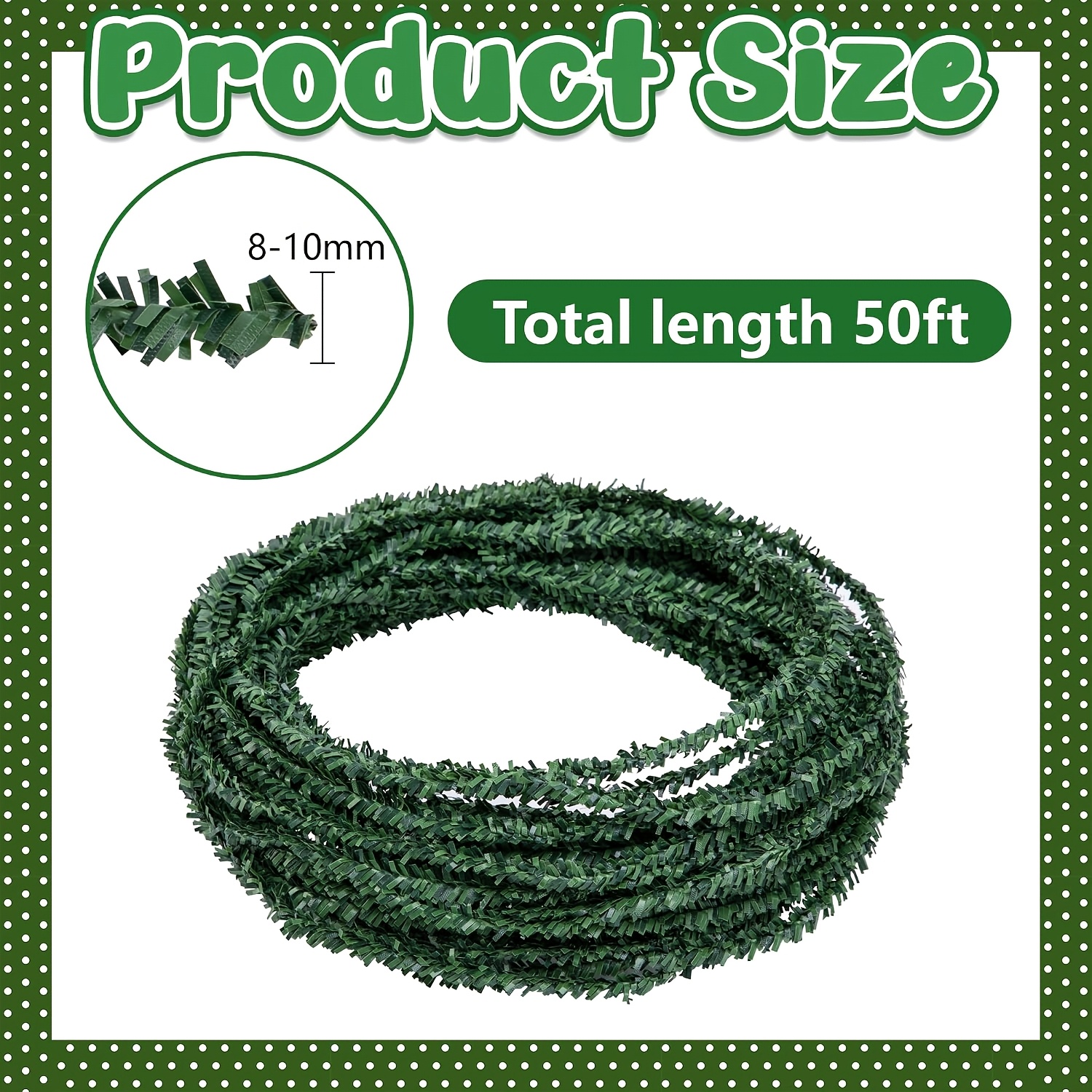 TEMU 50 Ft Christmas Artificial Pine Wire Garlands, Flexible Christmas Greenery Roping Garland Ties, Adjustable Faux Pine Stems Twist Ties For Xmas