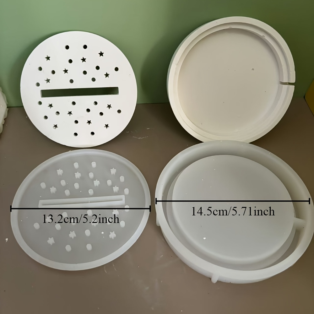 2 Sets Of Round Polka Dot Five-pointed Holders Silicone Mold, Atmosphere Plug-in Candle Holder Plaster Mold, Aromatherapy Candle Picture Mold, Dly Decoration