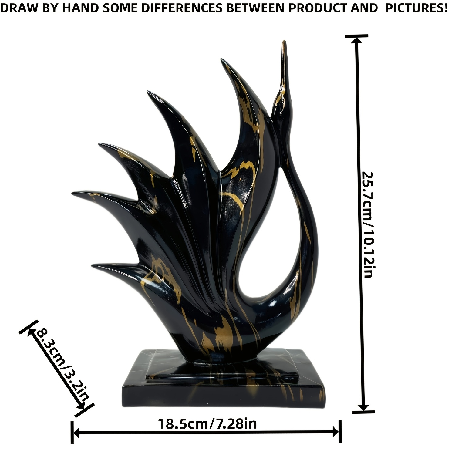 Image of Black Golden Elegant Dancing Swan Resin Sculpture - For Home, Office, And Bar Decor, Indoor Decoration, Outdoor Display