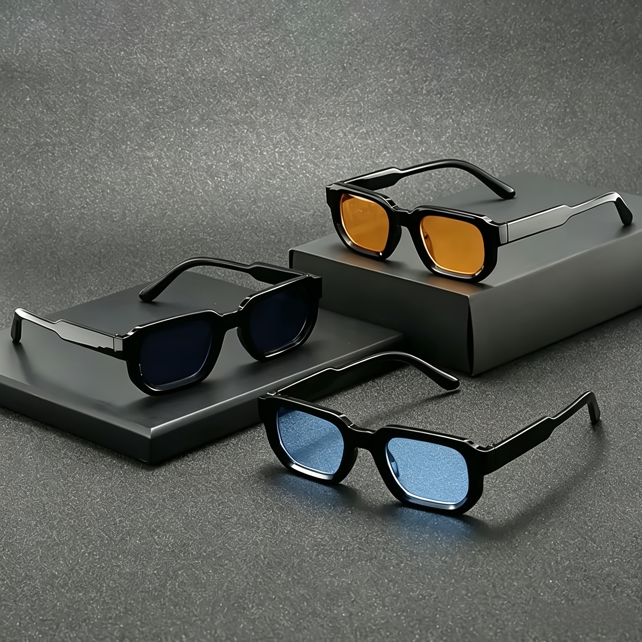 Great Value 3-pair Set! Vintage Rectangular Fashion Glasses, Unisex Classic Square Frame Eyewear, Simple And Casual