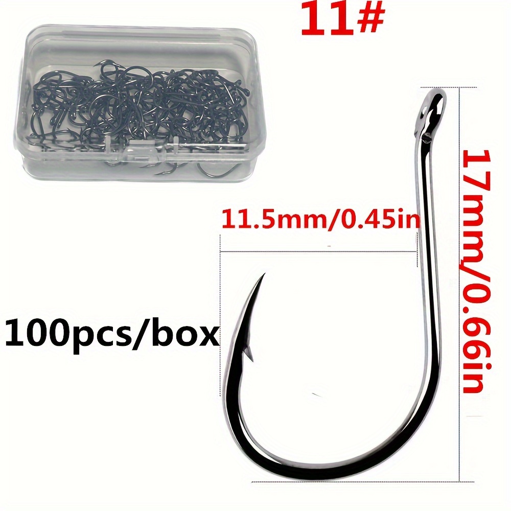 100 Hameçons Pêche Eau Salée - Acier Inoxydable, Taille 1/0 à 5/0 - Pour Gros Poissons