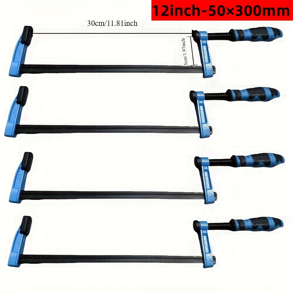Image of 4pcs Set Blue Grip F Clamps Bar Clip Quick Sliding Wooden Clip 6 Inch - 50x150mm/ 12 Inch - 50x300mm/24inch-80x600mm