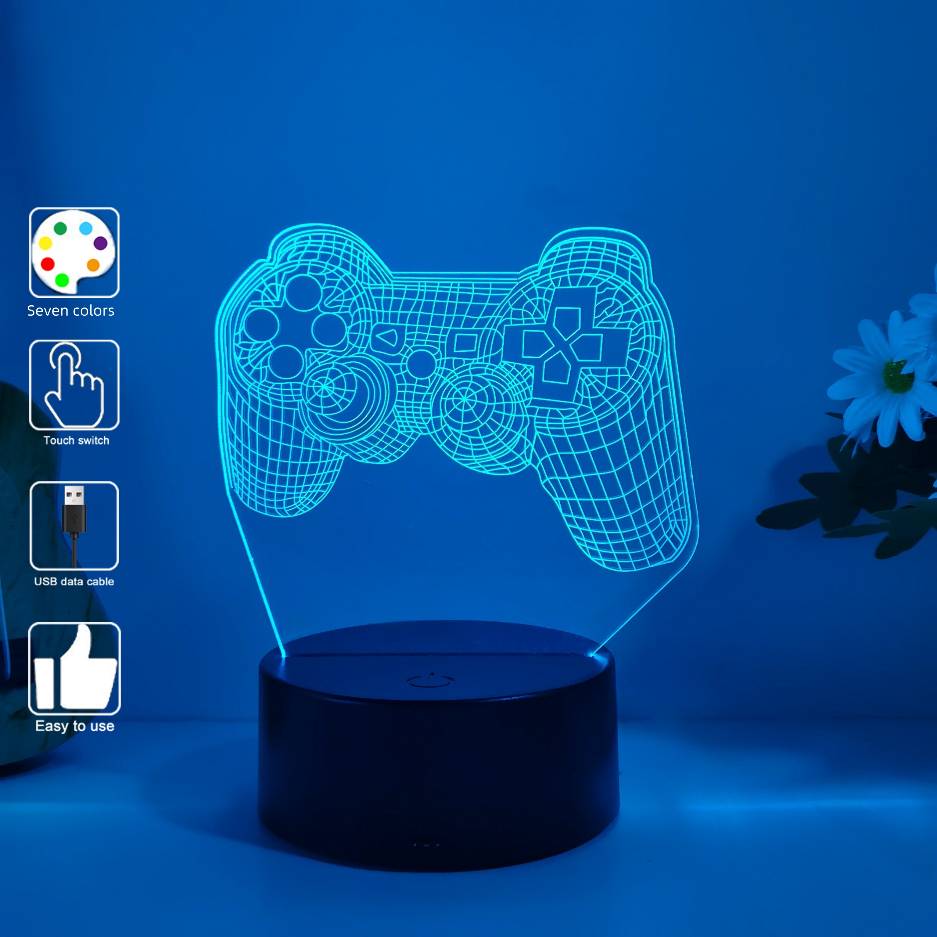 

1pc Game Controller Modern Transparent Acrylic 3d Nightlight, Game Player Collection Gift Nightlight, Usb Interface, 7 Colors, Touch Control Atmosphere Decoration Table Light