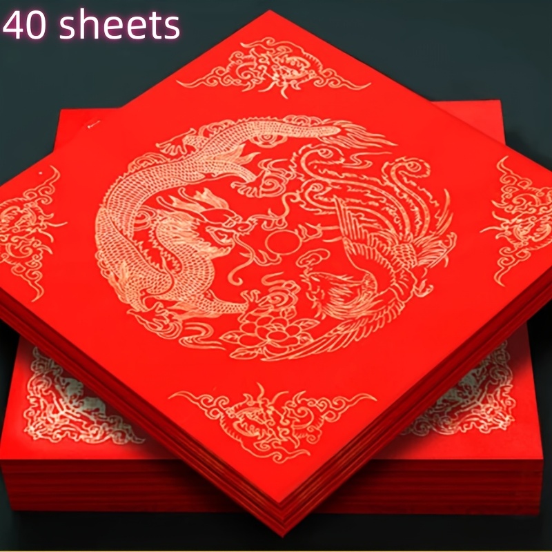 

40 paires de couplets de printemps en feuille rouge dragon et , autocollants de porte de vierges pour écrire des Fu, décor traditionnel du an chinois, matériau