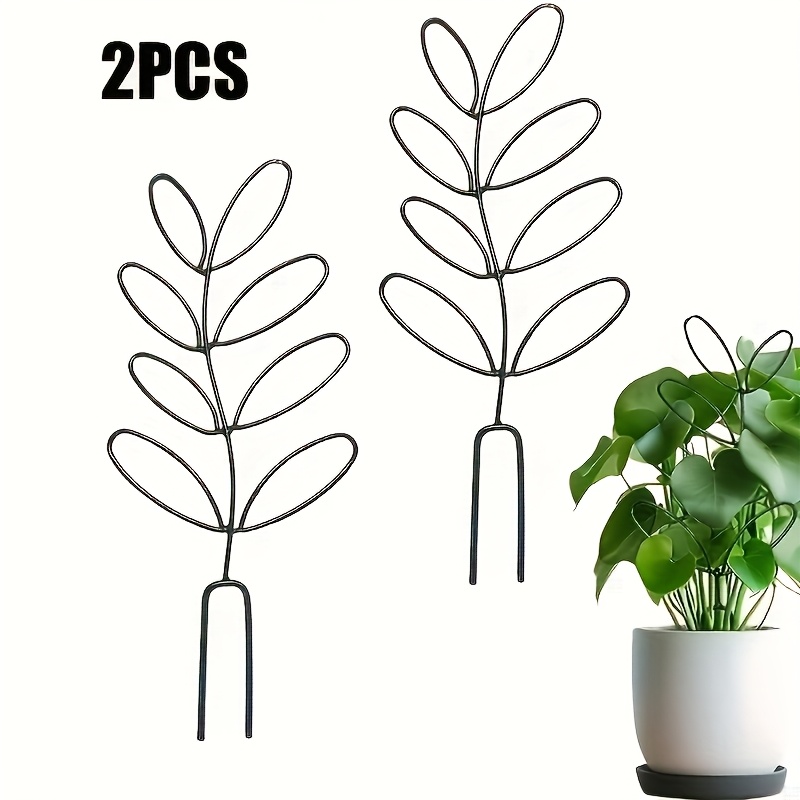 TEMU 2pcs Plant Trellis, Plastic Small Trellis For Potted Plants Leaf Shape Garden Trellis Climbing Plant Trellis Decorative Plant Stakes For Indoor