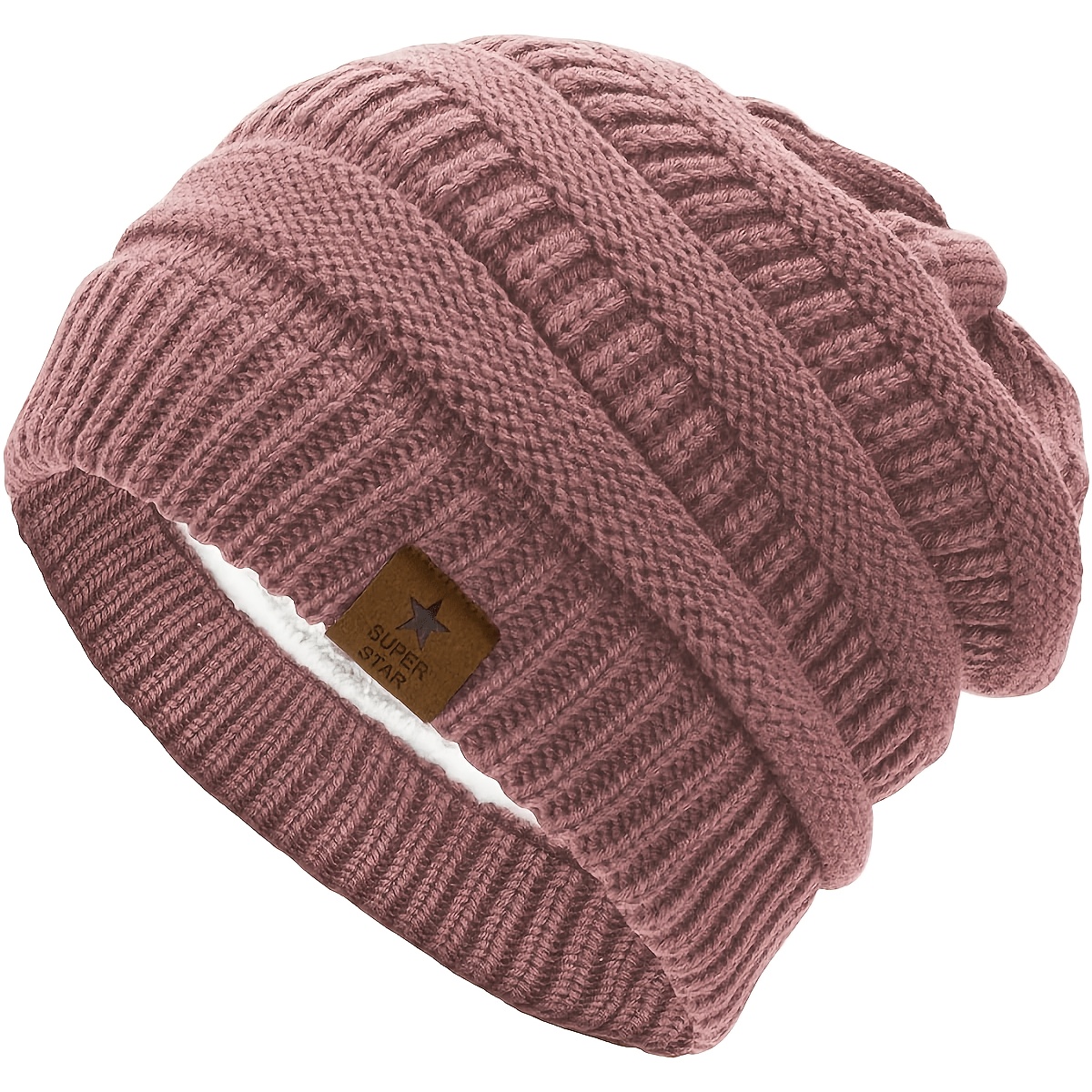 Image of 1pc Women's Beanie Hat Warm Winter Hat With Soft Inner Lining, Lined Hat, Street Style Chunky Beanie For Autumn Winter