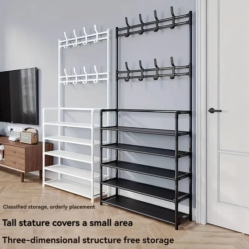 универсальная черно-белая обувная вешалка с пылезащитным чехлом и 8 крючками, детали для прихожей, гостиной, спальни, хранения 0