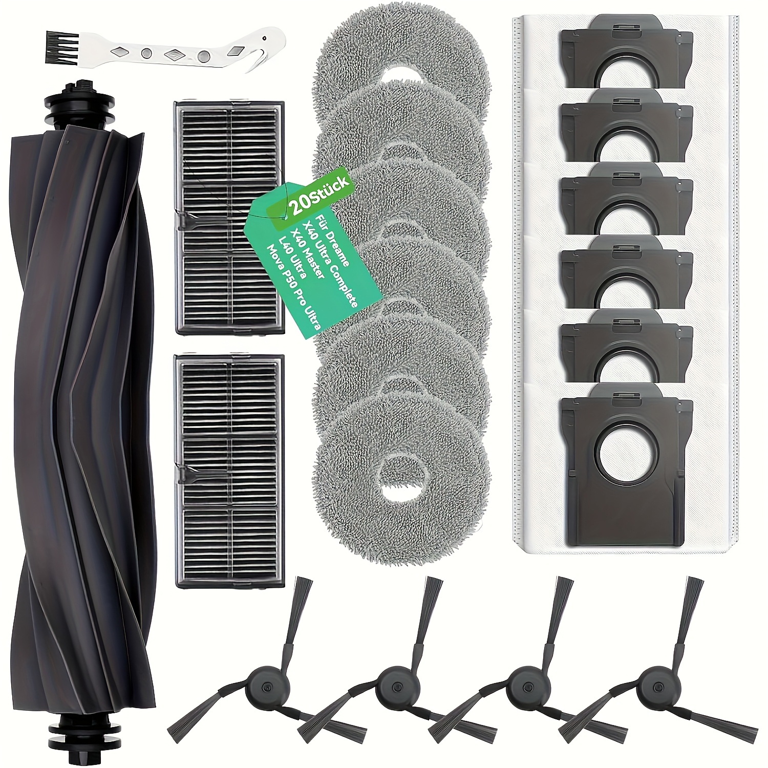 TEMU 20pcs Replacement Parts Are Applicable To L40 Ultra/x40 Ultra Complete/x40 Ultra/x40 Master/ P10 Pro Ultra/ P50 Pro Ultra Robot Vacuum Cleaner
