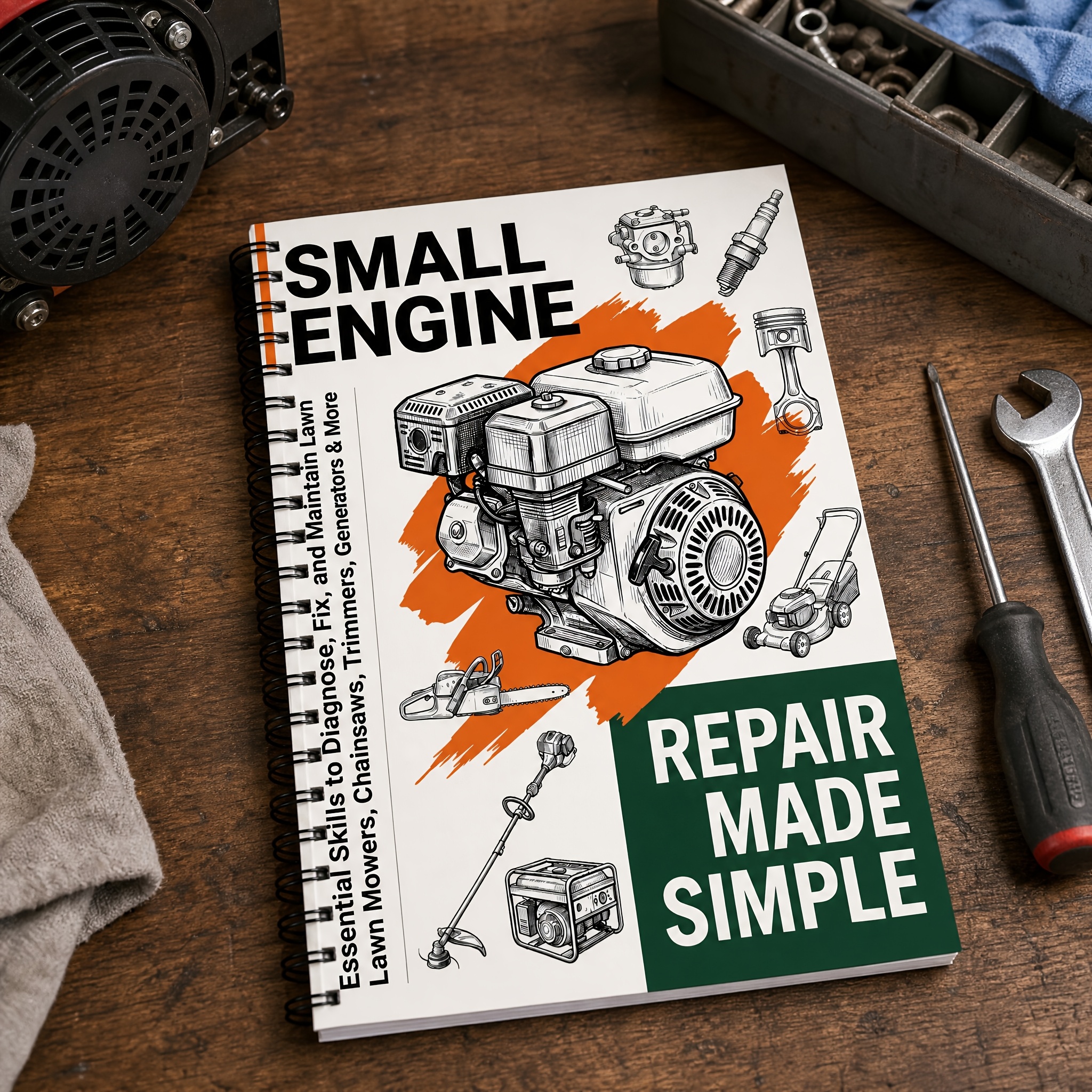TEMU Small Engine Repair Themed Notebook: Spiral Bound Learning Journal, Suitable For Lawnmowers, Chainsaws, Trimmers, Generators, Small Gasoline