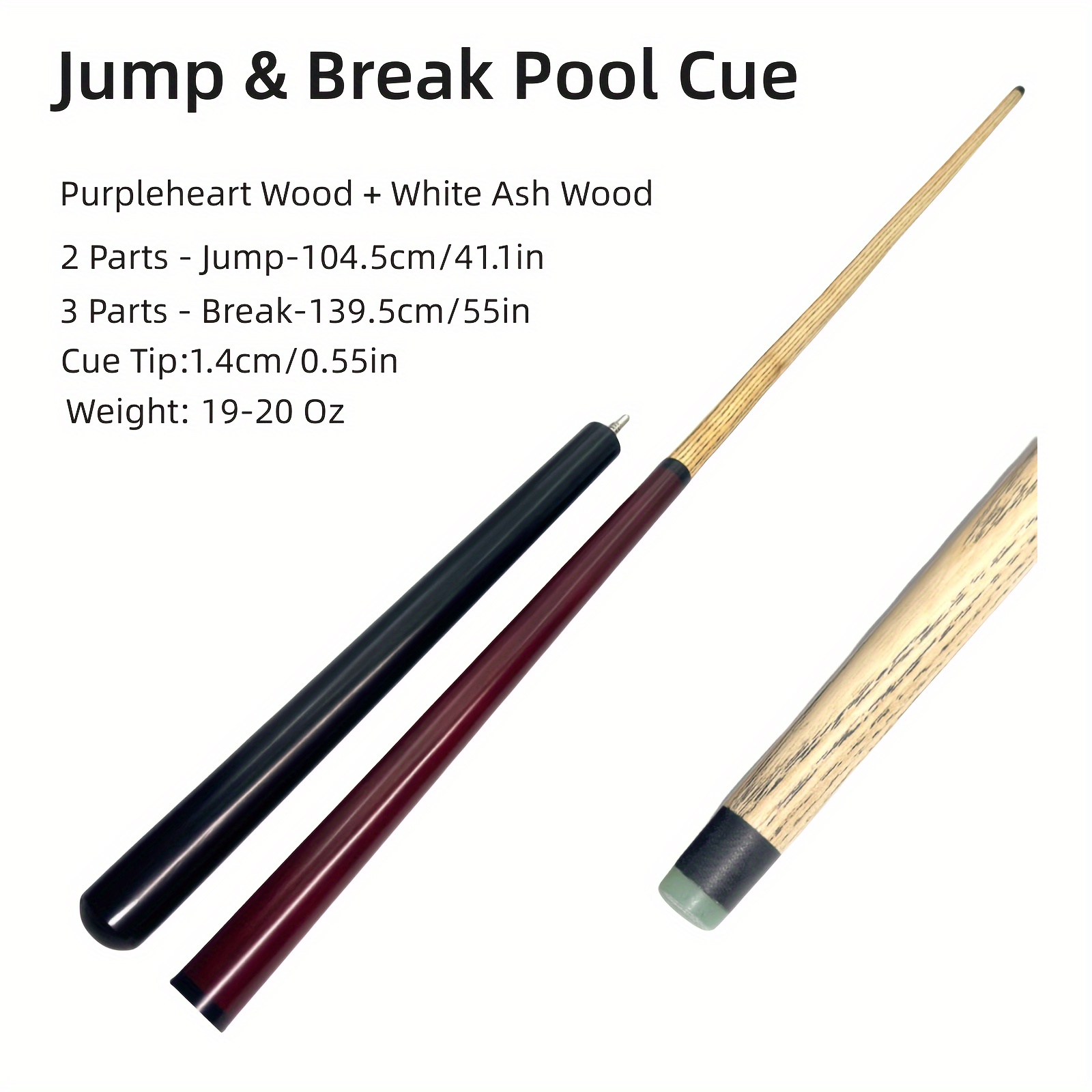 

Premium Purple Heart Wood Pool Cue - 3-section, Ideal For Break & Jump Shots - Perfect Gift For Christmas, Valentine's, Thanksgiving, New Year, Father's Day