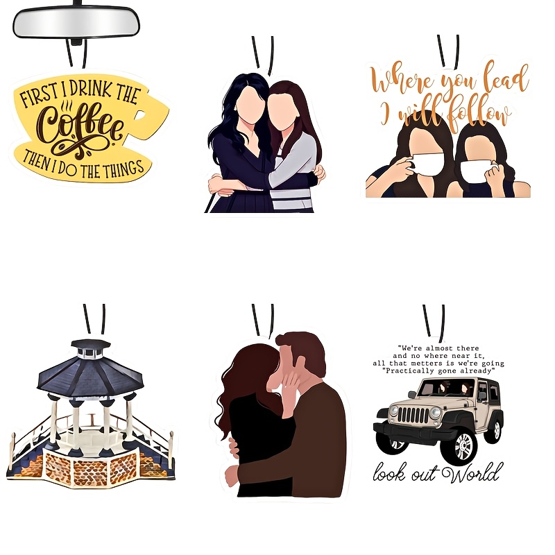 

6-pack Gilmore Girls Inspired Air Freshener Pendants, Office And Car Accessories, Hanging Mirror Decor, Gifts For Fans