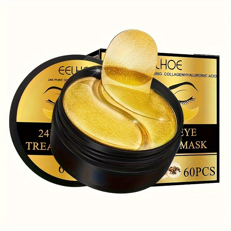 

60pcs 24k Golden Eye Mask, Firming Eye Mask With Collagen, Hyaluronic Acid & Feverfew Extract, Hydrating & Firming, Smooth Fine Lines