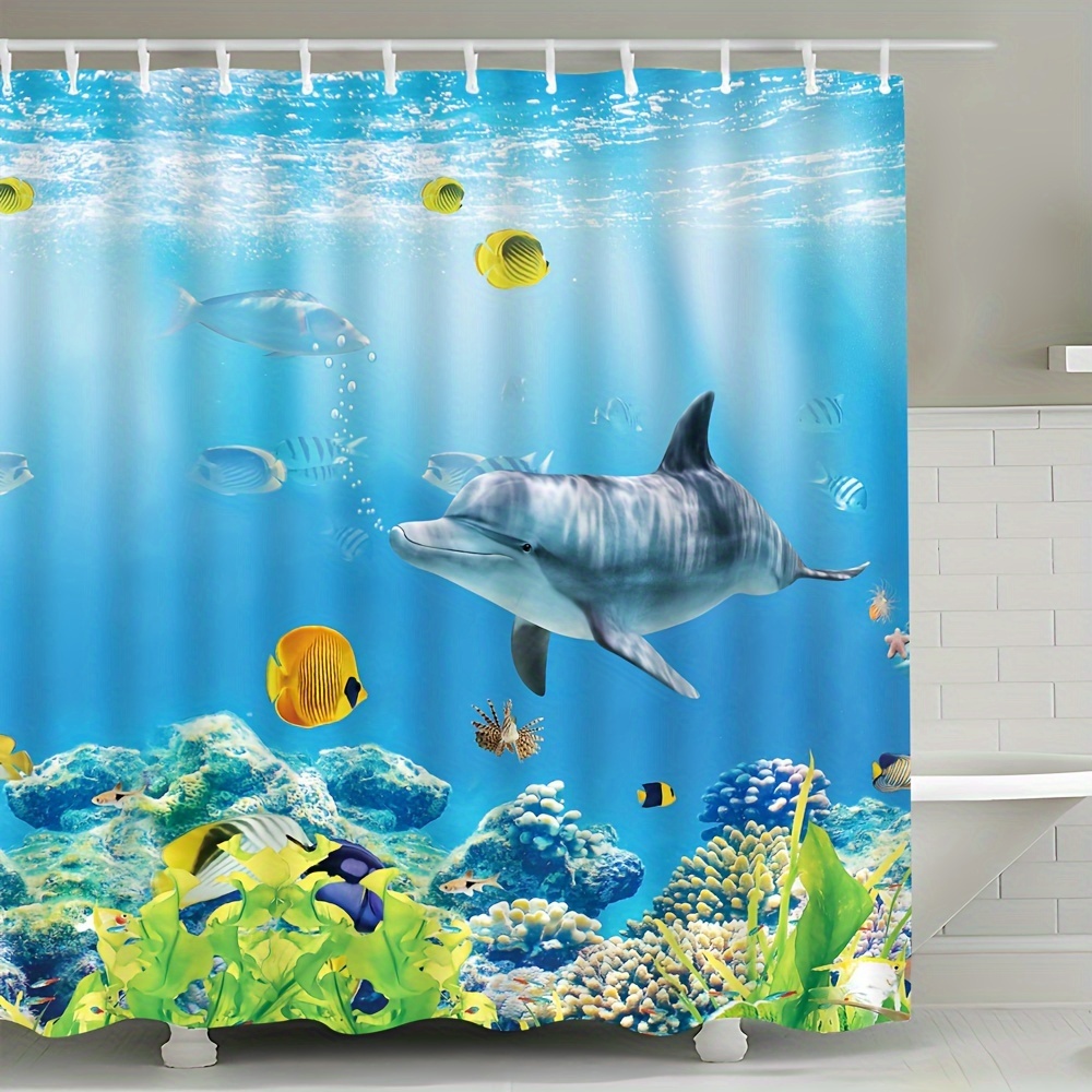 Ocean Fish Shower Curtain Marine Animal Home Bathroom - Temu