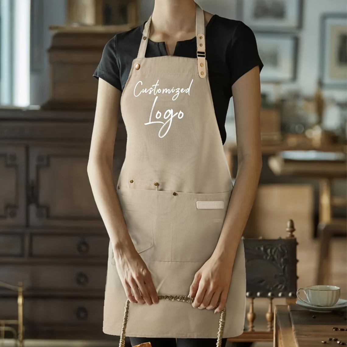 TEMU 1pc, Custom Personalized Aprons, Party Aprons, Bbq Aprons, Personalized Aprons With Image Text, 25.6 Inches * Inches, Personalized Aprons, Name