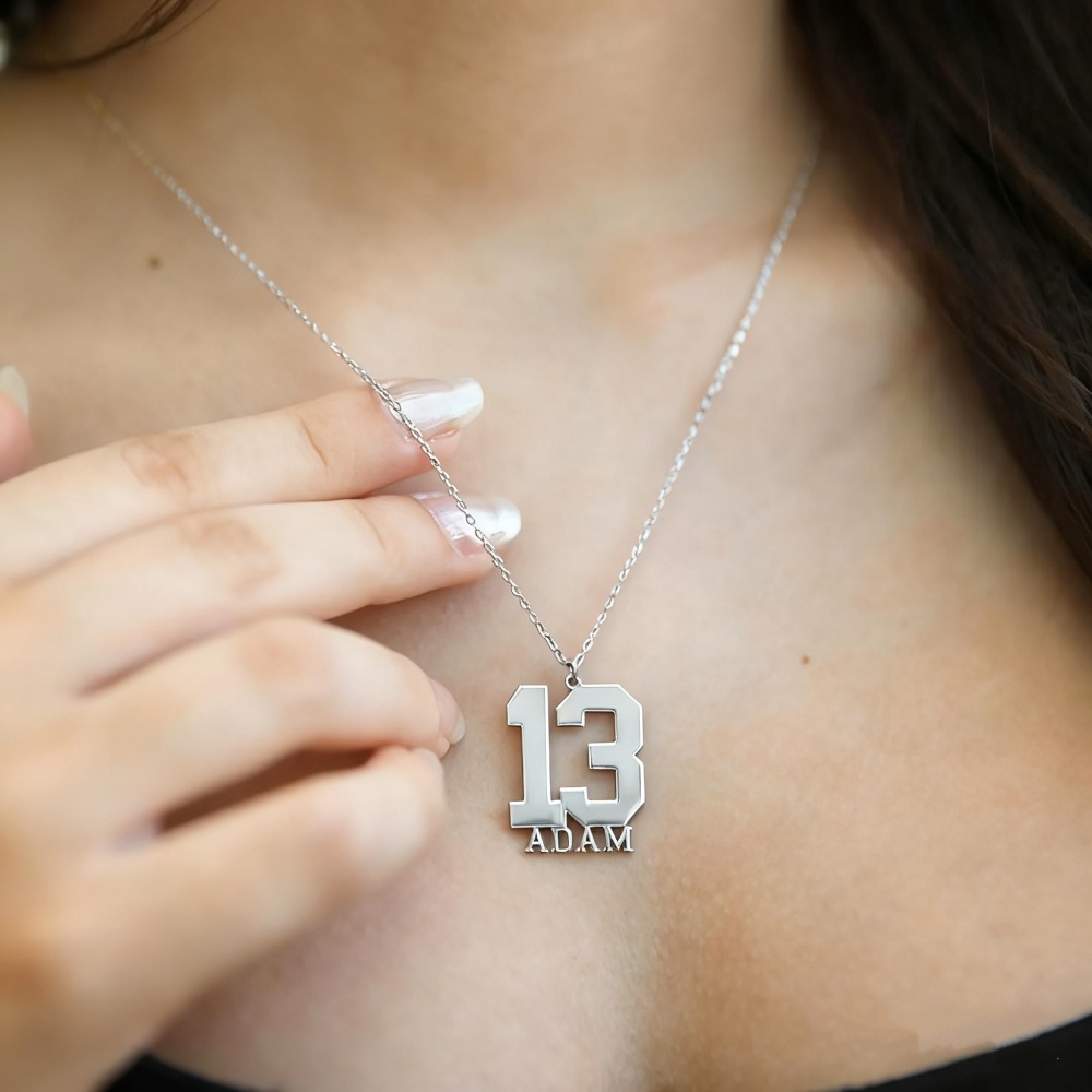 TEMU Collana personalizzata con e numero, collana personalizzata con maglia , ciondolo minimalista in acciaio inossidabile con targa, per , un regalo
