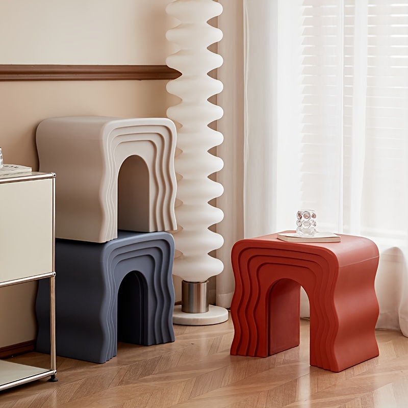 Cream-style Creative Sofa Side Table, Home Living Room Shoe Bench, Minimalist Modern Wavy Coffee Table, Bedside Table