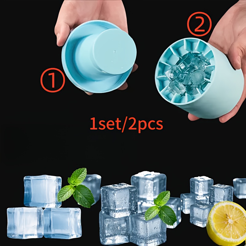 1 Set/2pcs Silicone Ice Cube Mold, And Durable, Suitable For Making Ice Cubes, Ice Buckets, And Glasses. Cylindrical Ice Cube Mold - , Durable Ice Bucket, Supplies, Refrigerator