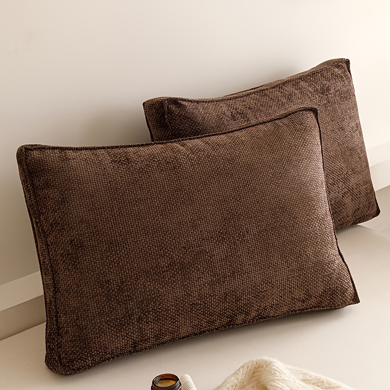TEMU Large Ultra Thick Plush Chenille Lumbar Support Pillow - Quilted Ergonomic Backrest Cushion Suitable For Bed, Sofa, Office Chair, Machine